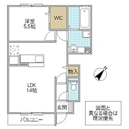 ボヌールD 1LDKの間取図画像
