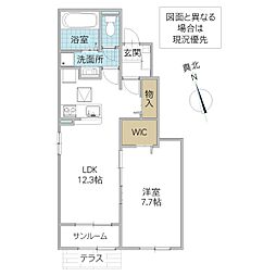 セレナ ヴィラ 酒門 ウエスト 1LDKの間取図画像
