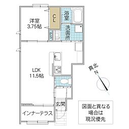 レーガベーネ堀口B 1LDKの間取図画像