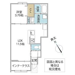 レーガベーネ堀口A 1LDKの間取図画像
