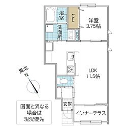 レーガベーネ堀口B 1LDKの間取図画像