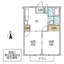 森谷コーポ 2DKの間取図画像