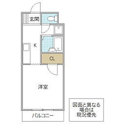 グレイスコート 1Kの間取図画像