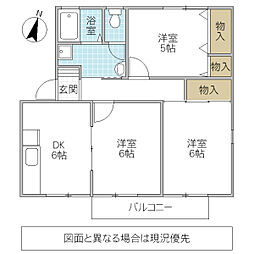 コーポ冨田2 3DKの間取図画像