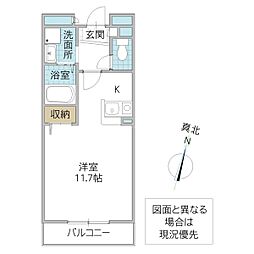 O'sフトゥーロ ワンルームの間取図画像