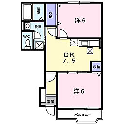 アルトイーガーC 2DKの間取図画像