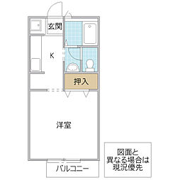 サテライトシティ水戸・2 1Kの間取図画像