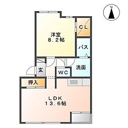 サンライズ東光台 1LDKの間取図画像