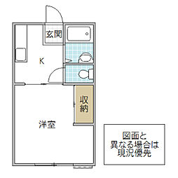千波ビューハイツ 1Kの間取図画像