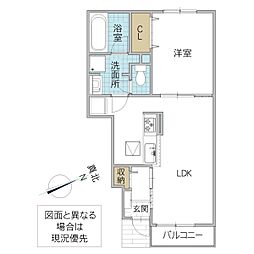 グリーンハウスEII 1LDKの間取図画像