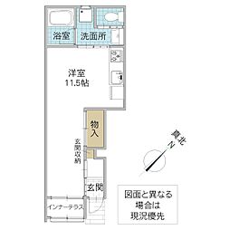 レーガベーネ勝田本町 V ワンルームの間取図画像