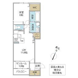 クラッシーコート 1LDKの間取図画像
