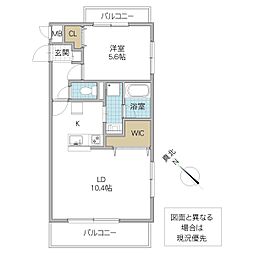 ミュープラテイア 1LDKの間取図画像