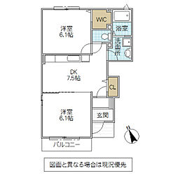 アーバンコートB 2DKの間取図画像