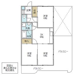 フォーライフ元吉田 3DKの間取図画像