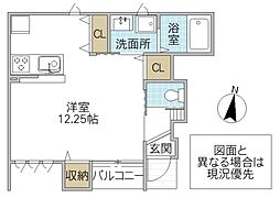 レーガベーネ長堀C棟 ワンルームの間取図画像
