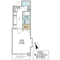 フォーライフヴィラ大工町 1Kの間取図画像