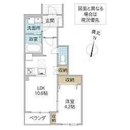 仮)ひたちなか市馬渡字西谷津新築アパート 1LDKの間取図画像