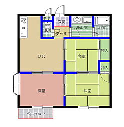 エルディム蔀3 2LDKの間取図画像