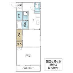 栄國マンション 1Kの間取図画像