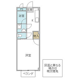 マイ・キャッスル 1Kの間取図画像
