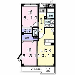 グランアビタシオン 2LDKの間取図画像