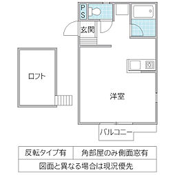 カーサユーツー ワンルームの間取図画像