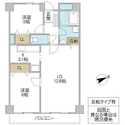 グレイスヒルズマンション 2LDKの間取図画像