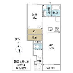 レーガベーネ白帆 1LDKの間取図画像