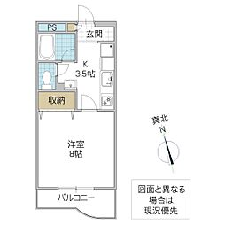 ディアコート白梅 1Kの間取図画像
