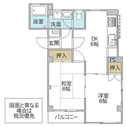 スピカハイム1 2DKの間取図画像