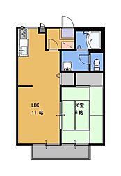 サンライフ千波B 1LDKの間取図画像