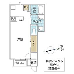 レーガベーネ市毛 II A棟 ワンルームの間取図画像