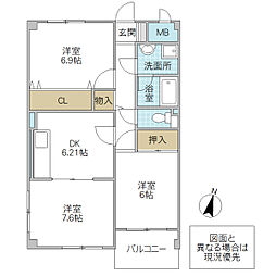 カーサヴィオレッタA 3DKの間取図画像