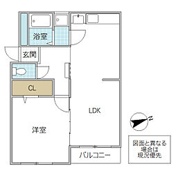グリーンハイツ 1LDKの間取図画像