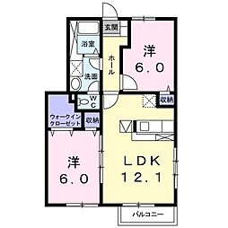 西小路ハイツ2 2LDKの間取図画像