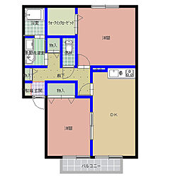ベルヴィレッジB 2DKの間取図画像