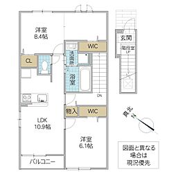 ニューライズOTSUNA B 2LDKの間取図画像