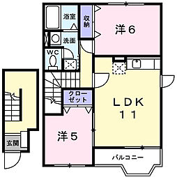 ガーデンロイヤルA館 2LDKの間取図画像