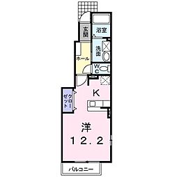 ローレルパークA ワンルームの間取図画像
