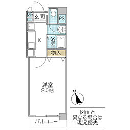 フォーライフヴィラ大工町 1Kの間取図画像