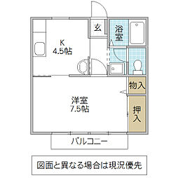ミレニアム21 1Kの間取図画像