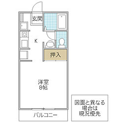 コーポひかり 1Kの間取図画像