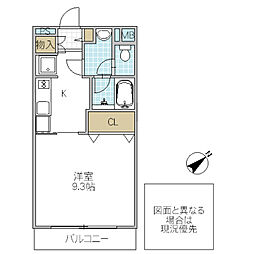 梅香マンション 1Kの間取図画像