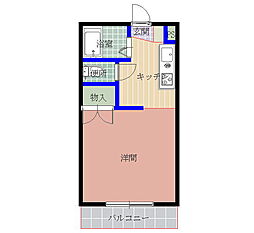 南台ハイツC 1Kの間取図画像