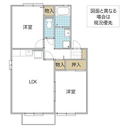 コーラルガーデンA 2LDKの間取図画像