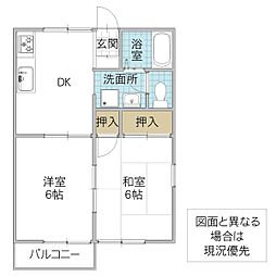 グリーンハイツ 2DKの間取図画像