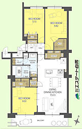入間ビレジ8号棟 3LDKの間取図画像