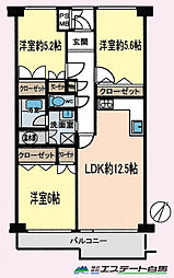 西武小手指ハイツA棟 3LDKの間取図画像