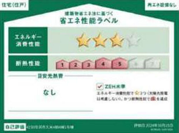 本ラベルは特定の住戸の性能を示すものであり、全ての住戸の性能を示すものではありません。
